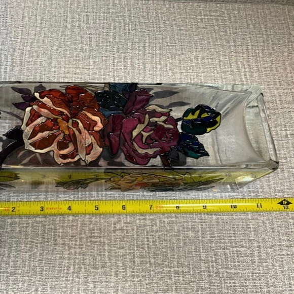 Joan Baker Designs Stained Glass Floral Vase Vintage - Picture 11 of 12